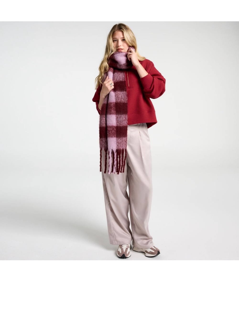 NWT CAlia oversized Knit Scarf Purple Plaid